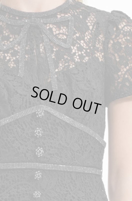 画像3: 【本田望結さん着用】Self Portrait　セルフポートレート　Black Cord Lace Bow Midi Dress (3)