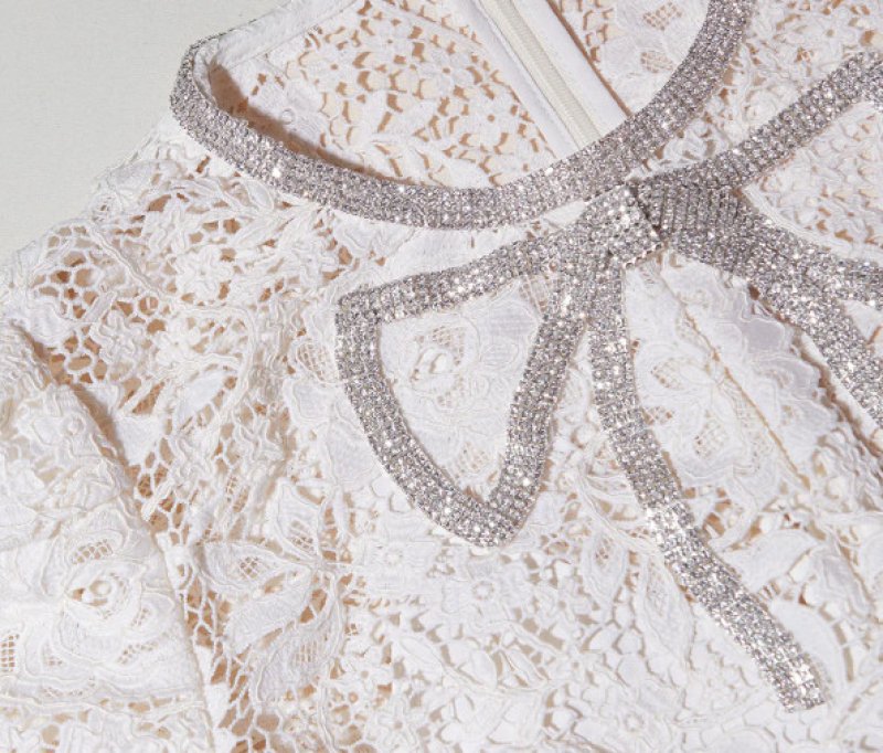 画像3: 【本田望結さん着用】Self Portrait　セルフポートレート　Cream Cord Lace Bow Midi Dress  05212 (3)