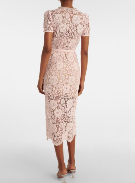 画像2: 【パリスヒルトン愛用】Self Portrait セルフポートレート Pink Lace Diamante Bow Midi Dress  02207 (2)