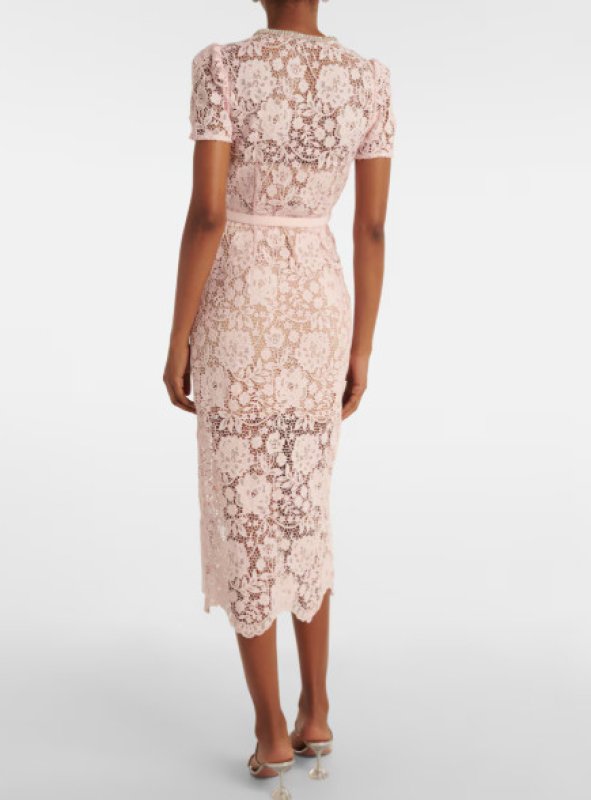 画像2: 【パリスヒルトン愛用】Self Portrait　セルフポートレート　Pink Lace Diamante Bow Midi Dress  02207 (2)