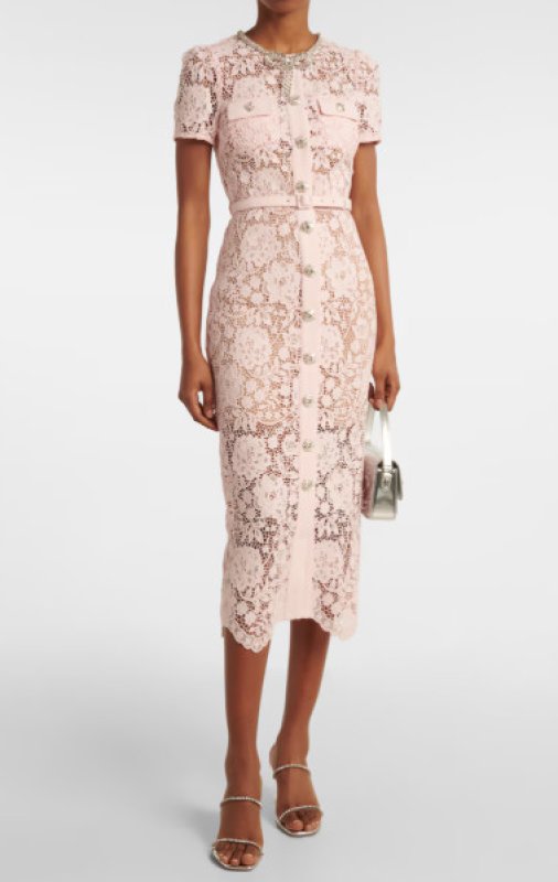 画像1: 【パリスヒルトン愛用】Self Portrait　セルフポートレート　Pink Lace Diamante Bow Midi Dress  02207 (1)