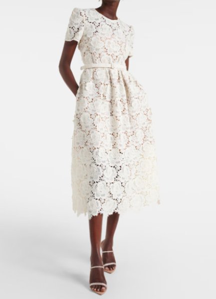 画像1: セール！Self Portrait　セルフポートレート　White Floral Lace Midi Dress (1)