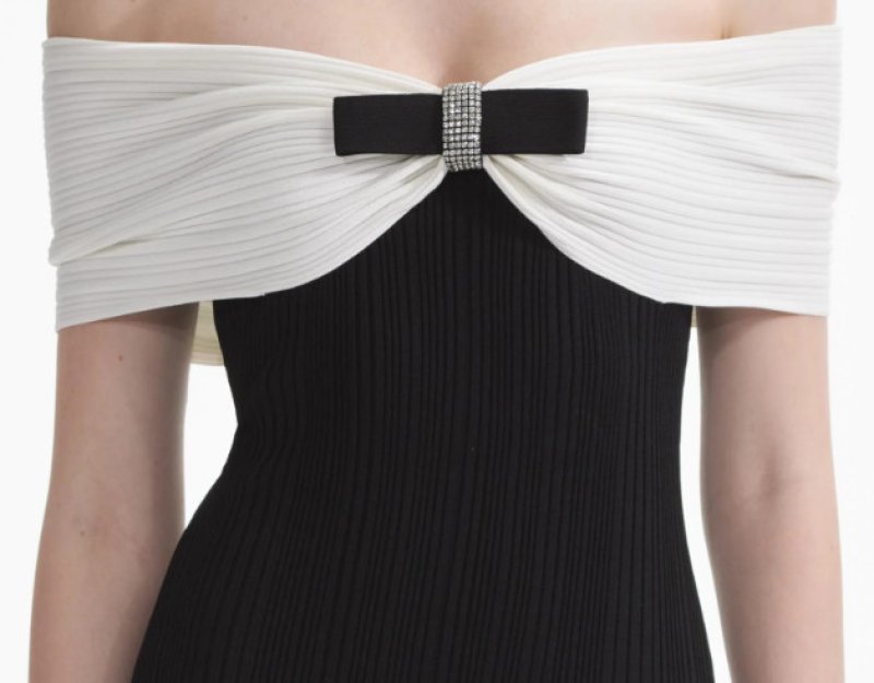 画像3: セール！ Self Portrait セルフポートレート　 Black Knit Bow Midi Dress  06253 (3)