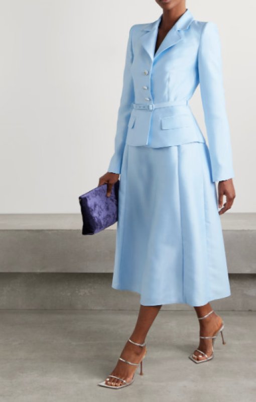 画像1: セール！Self Portrait　セルフポートレート Layered embellished taffeta midi dress ブルー (1)