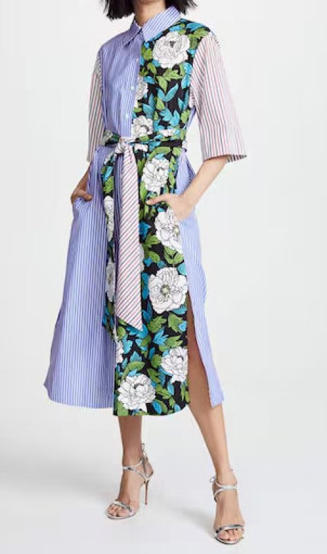 画像1: 訳あり品【コンフィデンスマンJP、長澤まさみさん着用】Diane von Furstenberg　ダイアンフォンファステンバーグ　ミックスプリントコットンシャツドレス  30405 (1)