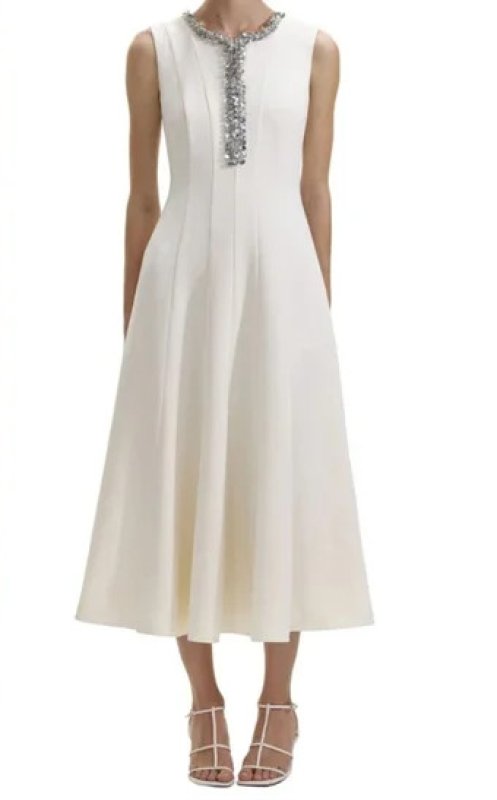 画像1: セール！Self Portrait　セルフポートレート　Crepe Embellished Midi Dress  06093 (1)