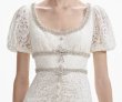 画像4: Self Portrait　セルフポートレート　Cream Lace Diamante Trim Midi Dress (4)