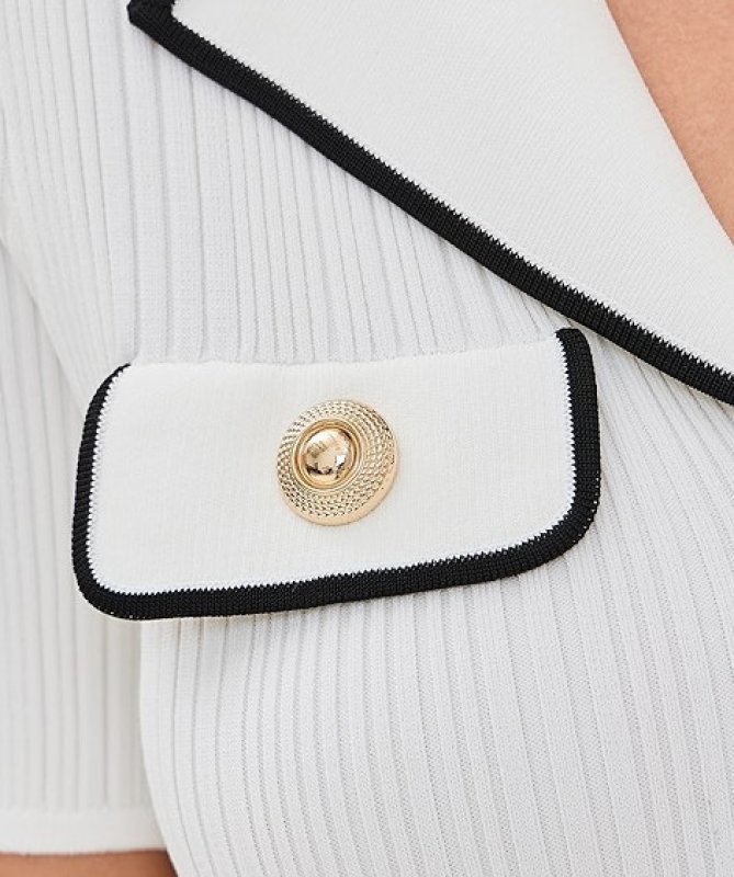 画像2: Self Portrait　セルフポートレート　Ribbed-knit mini dress ホワイト  06095 (2)