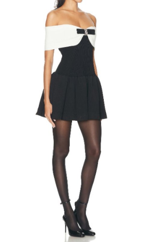 画像2: セール！ Self Portrait セルフポートレート　 Black Knit Bow Mini Dress (2)