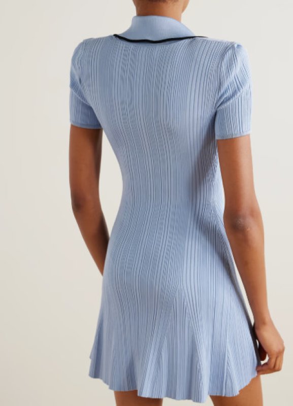 画像3: Self Portrait　セルフポートレート　Ribbed-knit mini dress ブルー (3)