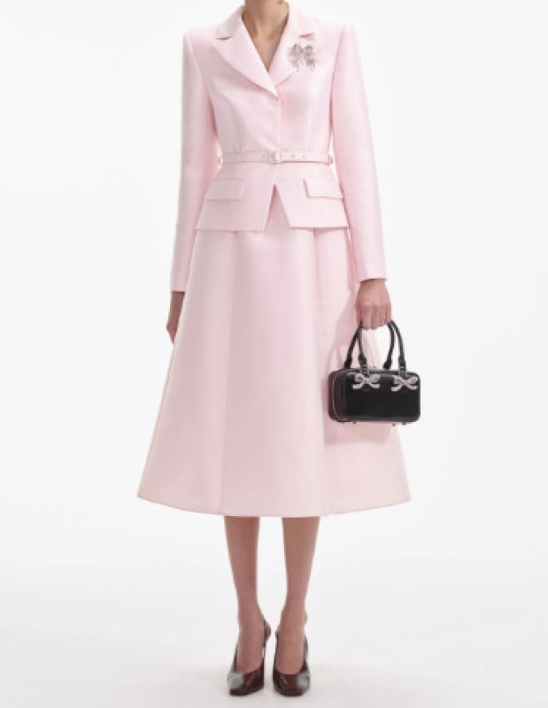 画像1: 限定セール！Self Portrait　セルフポートレート Tailored taffeta midi dress　ピンク  11081 (1)