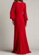 画像2:  Tadashi Shoji  タダシショージ　Sahana Bishop Sleeve Plunge Gown  レッド (2)