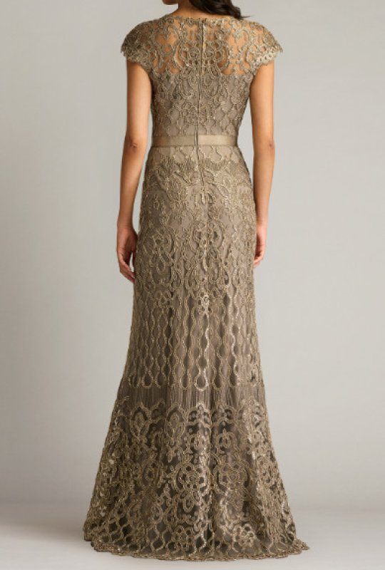 画像2: セール！Tadashi Shoji  タダシショージ　Miranda Sequin Embroidered Gown  Smoke Pearl  ベージュ系 (2)