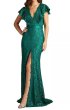 画像1:  Tadashi Shoji  タダシショージ　Keck Sequin Embroidered Gown グリーン系  (1)