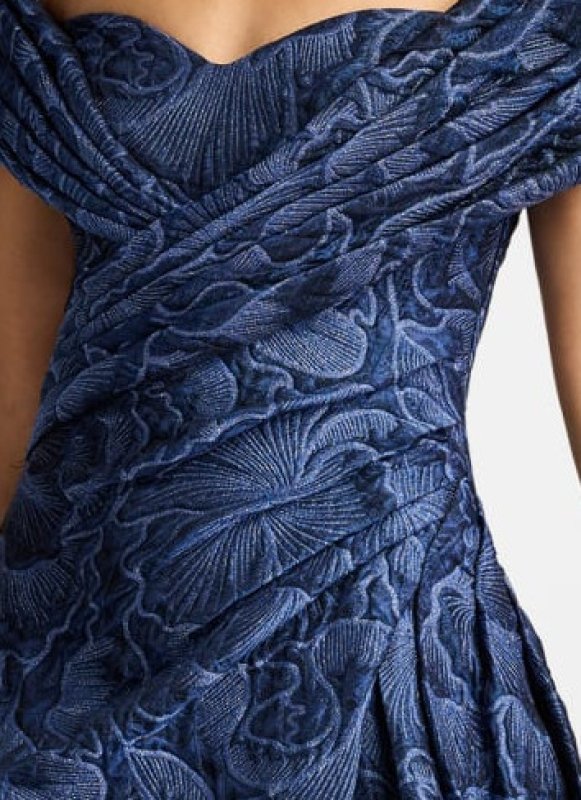 画像4: Tadashi Shoji  タダシショージ  Durant  花柄ジャガードドレス　ブルー系 (4)