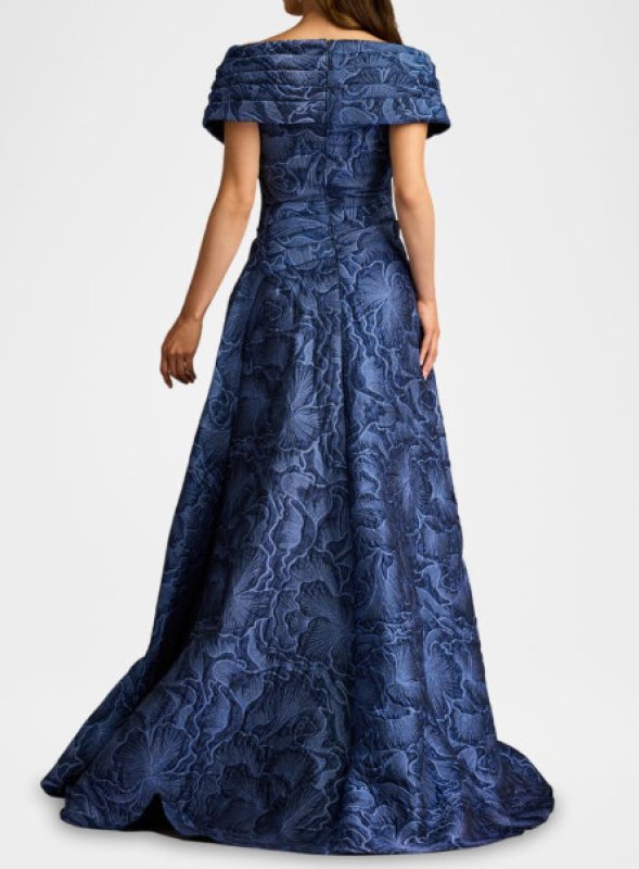 画像3: Tadashi Shoji  タダシショージ  Durant  花柄ジャガードドレス　ブルー系 (3)