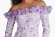 画像4: Tadashi Shoji  タダシショージ  Liora Embroidered Lace Gown  パープル系 (4)