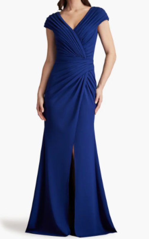 画像1: Tadashi Shoji タダシショージ  Cargill Pleated Draped Gown ブルー、ネイビー系 (1)