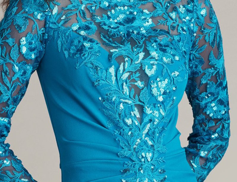 画像3:  Tadashi Shoji  タダシショージ　Whitley Sequin Embroidered Gown  ブルー   (3)