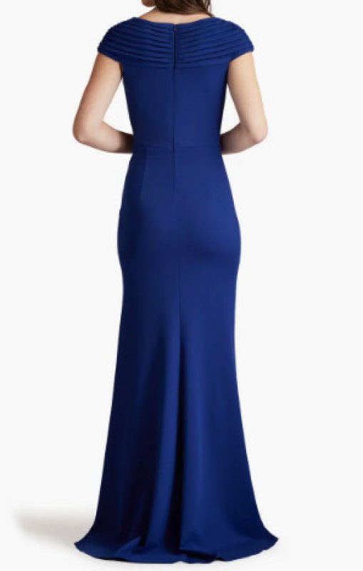 画像2: Tadashi Shoji タダシショージ  Cargill Pleated Draped Gown ブルー、ネイビー系 (2)