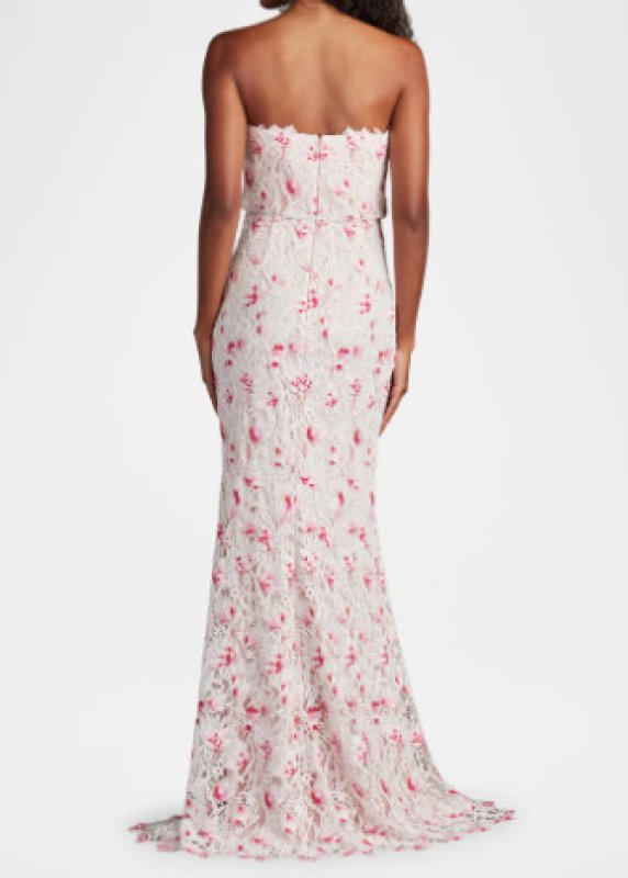 画像2: Tadashi Shoji  タダシショージ   Elissa Lace Blouson Gown  ホワイト、ピンク系 (2)