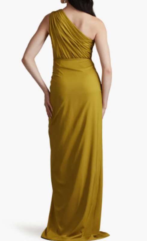 画像2: Tadashi Shoji タダシショージ  Lena ドレープワンショルダードレス　Fern (2)