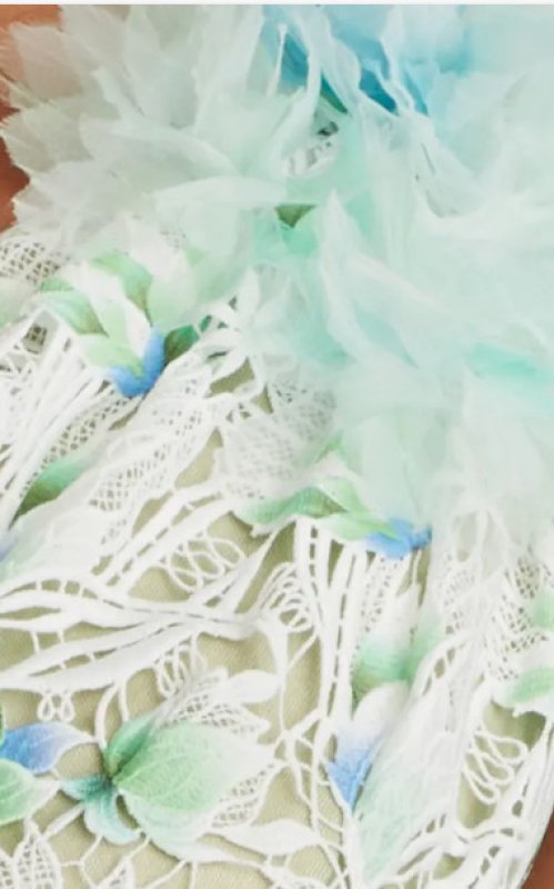 画像3: Tadashi Shoji  タダシショージ   Kahli 3D Floral Embroidered Gown  ホワイト、グリーン系 (3)