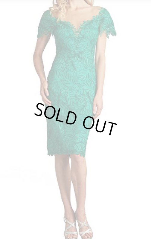 画像1: セール！Tadashi Shoji  タダシショージ  Burgess Embroidered Lace Dress   グリーン系  (1)