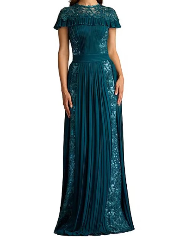 画像1: セール！Tadashi Shoji  タダシショージ  Althea Sequin Embroidered Gown   グリーン系  (1)