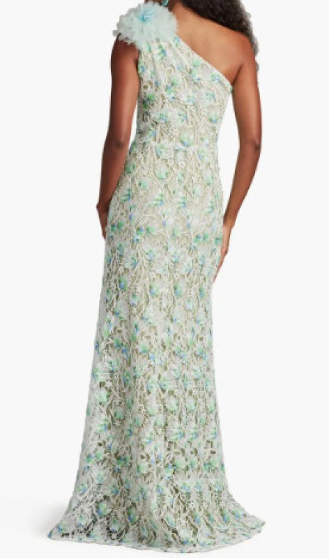 画像2: Tadashi Shoji  タダシショージ   Kahli 3D Floral Embroidered Gown  ホワイト、グリーン系 (2)