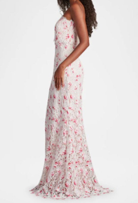 画像3: Tadashi Shoji  タダシショージ   Elissa Lace Blouson Gown  ホワイト、ピンク系 (3)