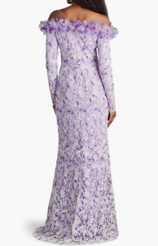 画像2: Tadashi Shoji  タダシショージ  Liora Embroidered Lace Gown  パープル系 (2)