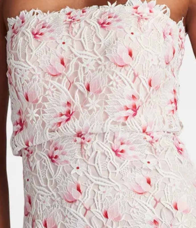 画像4: Tadashi Shoji  タダシショージ   Elissa Lace Blouson Gown  ホワイト、ピンク系 (4)