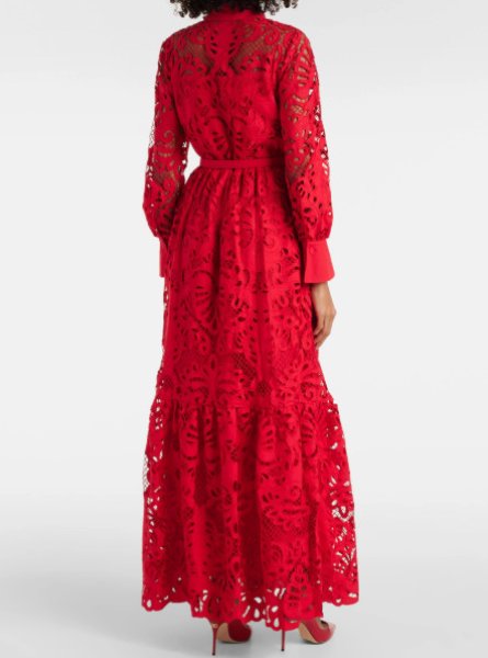 画像2: セール!Self Portrait セルフポートレート Red Cotton Lace Maxi Dress 03262 (2)