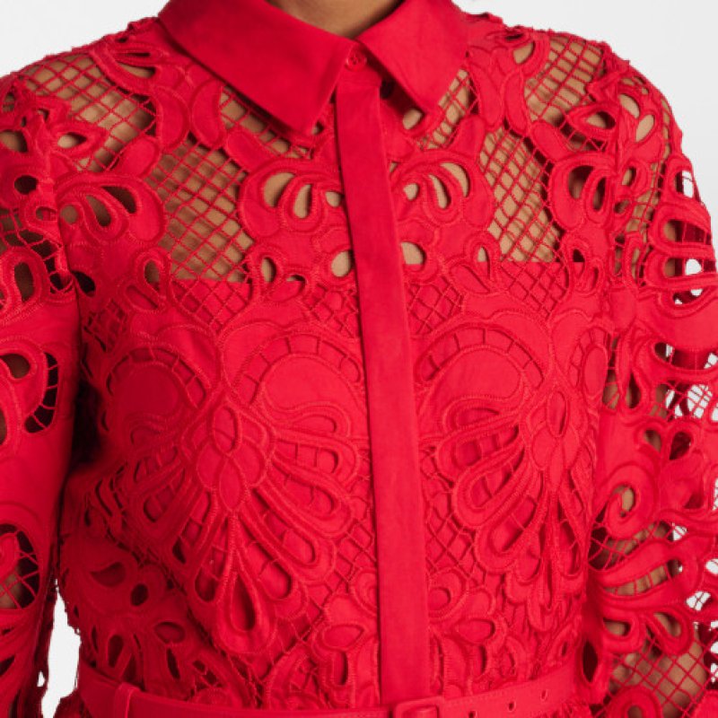 画像3: セール！Self Portrait　セルフポートレート　Red Cotton Lace Maxi Dress 03262 (3)