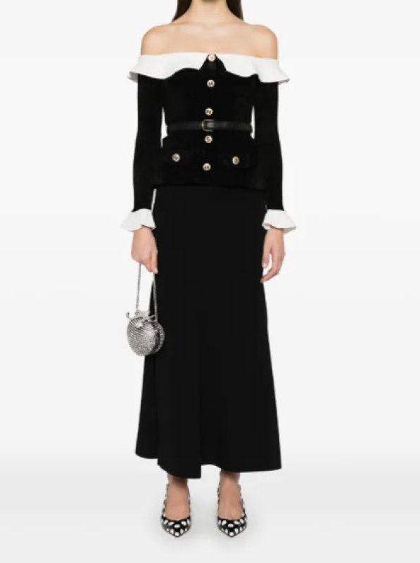 画像1: セール！【セリーナゴメス愛用】Self Portrait セルフポートレート　 Off-shoulder chenille midi dress  06161 (1)