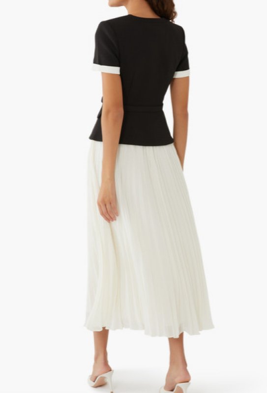 画像2: Self Portrait　セルフポートレート  Crepe Contrast Chiffon Midi Dress  07131 (2)