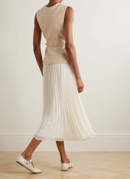 画像2: Self Portrait セルフポートレート  sequined bouclé and pleated chiffon midi dress (2)
