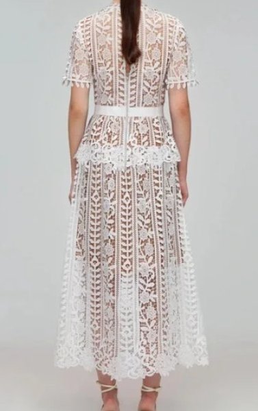 画像2: Self Portrait　セルフポートレート　White Guipure Lace Peplum Midi Dress (2)