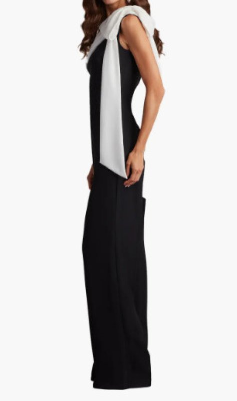 画像4: セール！【松本若菜さん着用】Tadashi Shoji タダシショージ   Sancia Bow-Shoulder ジャンプスーツ　ブラック、ホワイト  08061 (4)