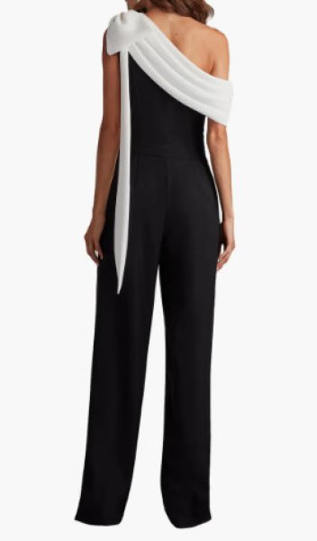 画像3: セール!【松本若菜さん着用】Tadashi Shoji タダシショージ   Sancia Bow-Shoulder ジャンプスーツ ブラック、ホワイト  08061 (3)