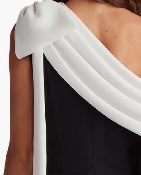 画像5: セール!【松本若菜さん着用】Tadashi Shoji タダシショージ   Sancia Bow-Shoulder ジャンプスーツ ブラック、ホワイト  08061 (5)