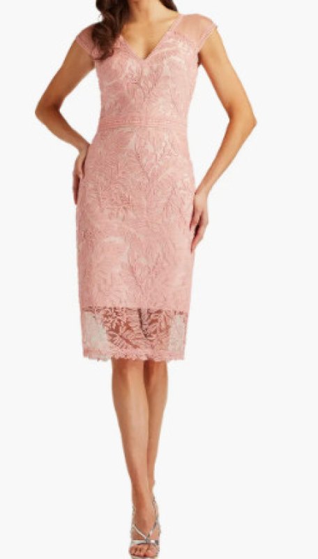 画像1: Tadashi Shoji  タダシショージ   Evonne Embroidered Dress  ピンク系 (1)