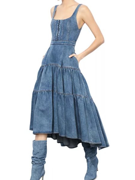 画像3: Alice + Olivia アリスアンドオリビア Diana Tiered Denim Dress  06182 (3)