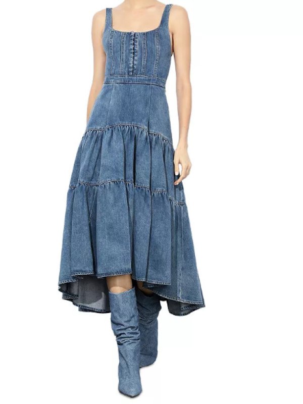 画像1: Alice + Olivia アリスアンドオリビア　Diana Tiered Denim Dress  06182 (1)