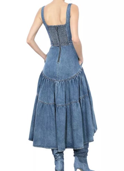画像2: Alice + Olivia アリスアンドオリビア Diana Tiered Denim Dress  06182 (2)