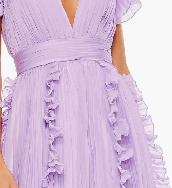 画像4: Mac Duggal マックドゥガル　Pleated Ruffle Cap Sleeve Flowy A Line Gown ライラック   (4)