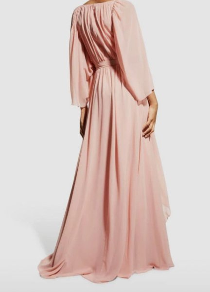 画像2: セール！Badgley Mischka  Belted Squared Neck Gown ピンク系 (2)