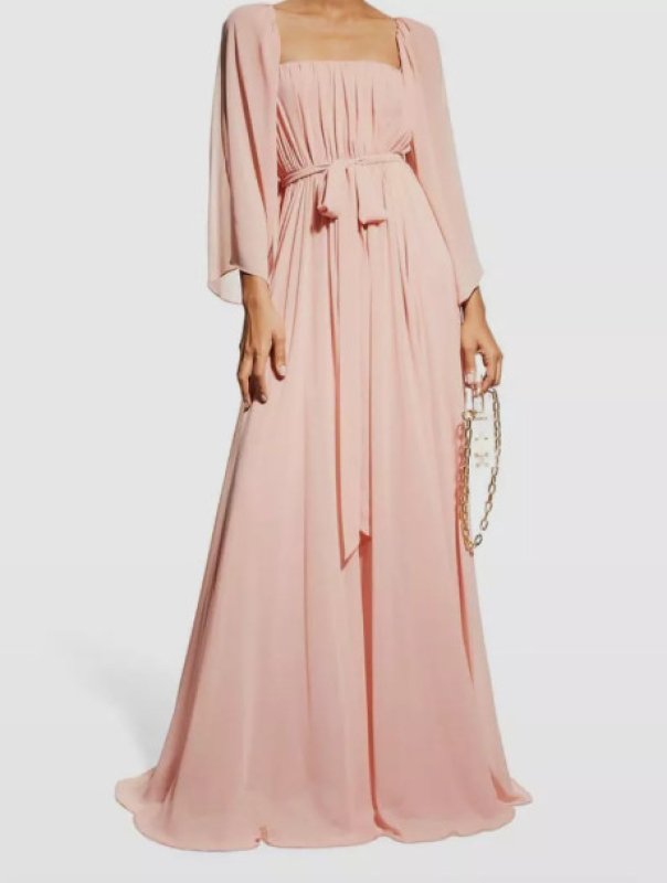 画像1: セール！Badgley Mischka  Belted Squared Neck Gown ピンク系 (1)