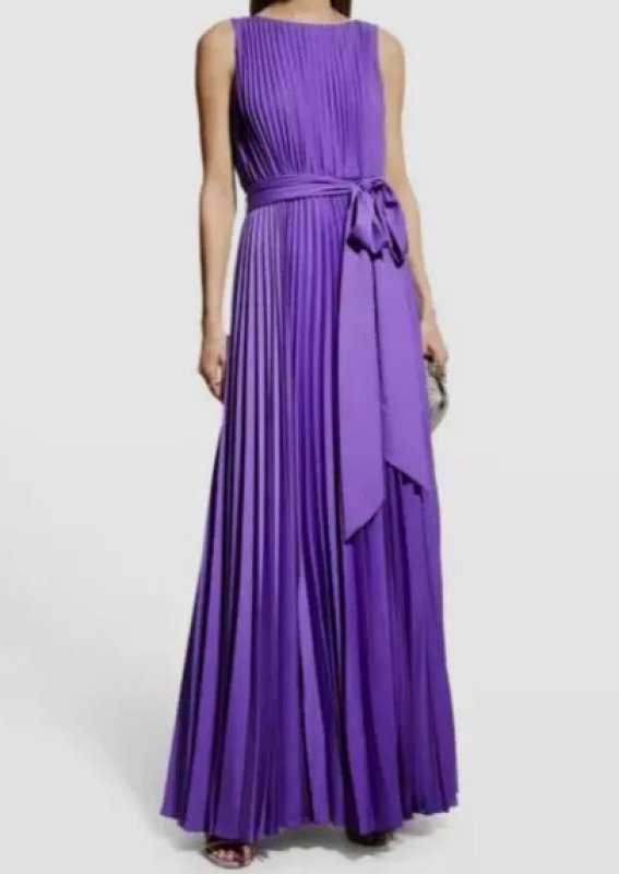 画像1: セール！Badgley Mischka  Sleeveless Pleated Gown   パープル系 (1)